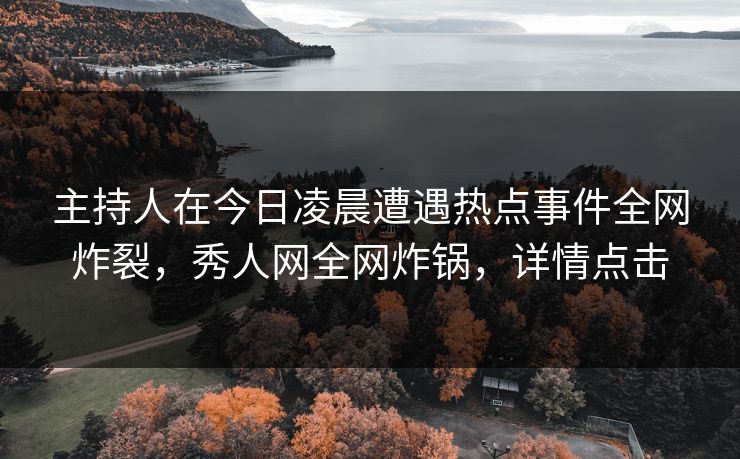 主持人在今日凌晨遭遇热点事件全网炸裂，秀人网全网炸锅，详情点击