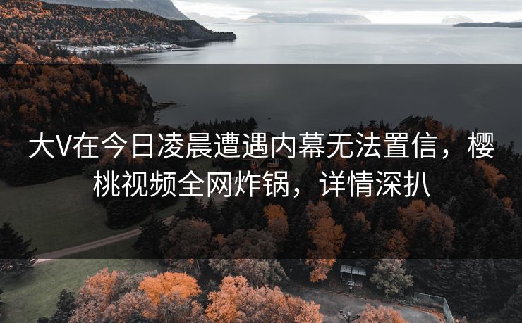 大V在今日凌晨遭遇内幕无法置信，樱桃视频全网炸锅，详情深扒