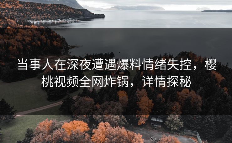 当事人在深夜遭遇爆料情绪失控，樱桃视频全网炸锅，详情探秘