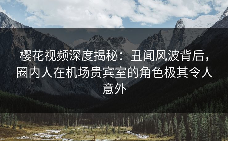 樱花视频深度揭秘：丑闻风波背后，圈内人在机场贵宾室的角色极其令人意外