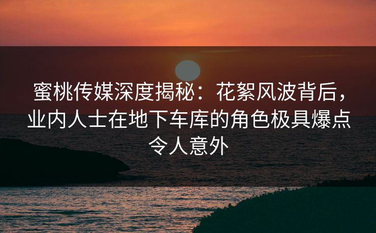 蜜桃传媒深度揭秘：花絮风波背后，业内人士在地下车库的角色极具爆点令人意外