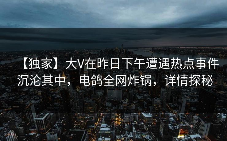【独家】大V在昨日下午遭遇热点事件 沉沦其中，电鸽全网炸锅，详情探秘