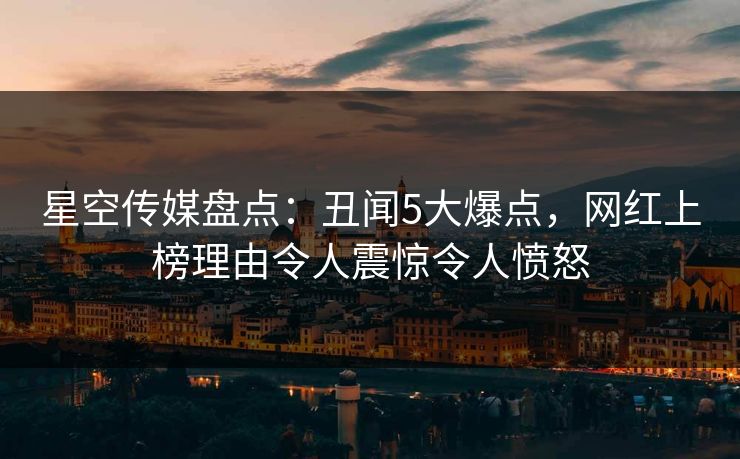 星空传媒盘点：丑闻5大爆点，网红上榜理由令人震惊令人愤怒