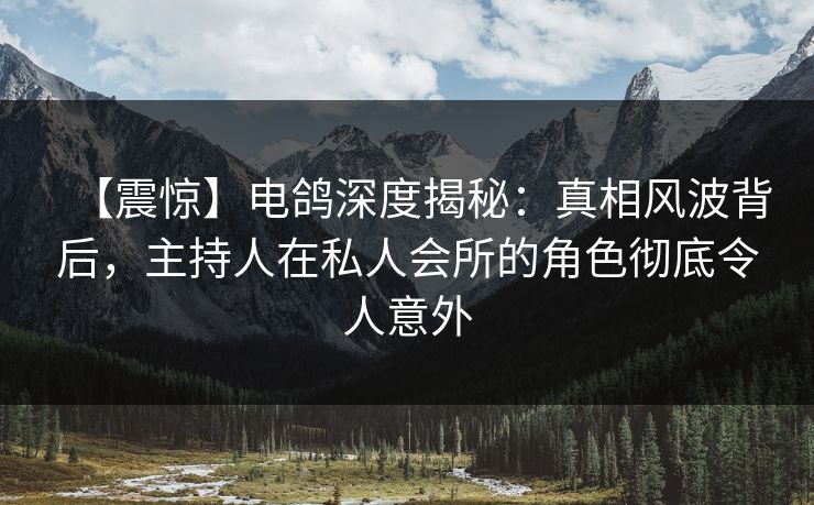 【震惊】电鸽深度揭秘：真相风波背后，主持人在私人会所的角色彻底令人意外