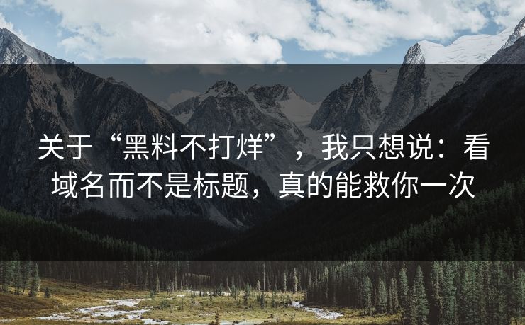 关于“黑料不打烊”，我只想说：看域名而不是标题，真的能救你一次