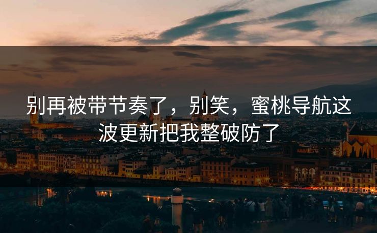 别再被带节奏了，别笑，蜜桃导航这波更新把我整破防了