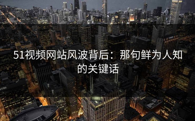 51视频网站风波背后：那句鲜为人知的关键话